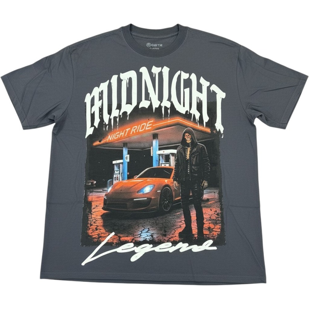 GSTR Midnight Night Ride Legend Skeleton Graphic Tee Shirt Gray Mens XL